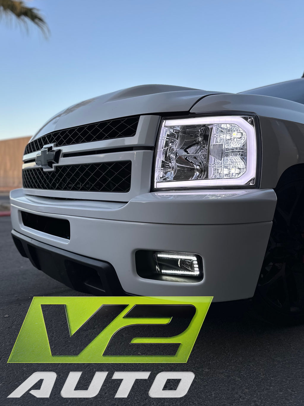 07-13 Chevy Silverado LED DRL "BIG C” Bar Reflector Headlamps