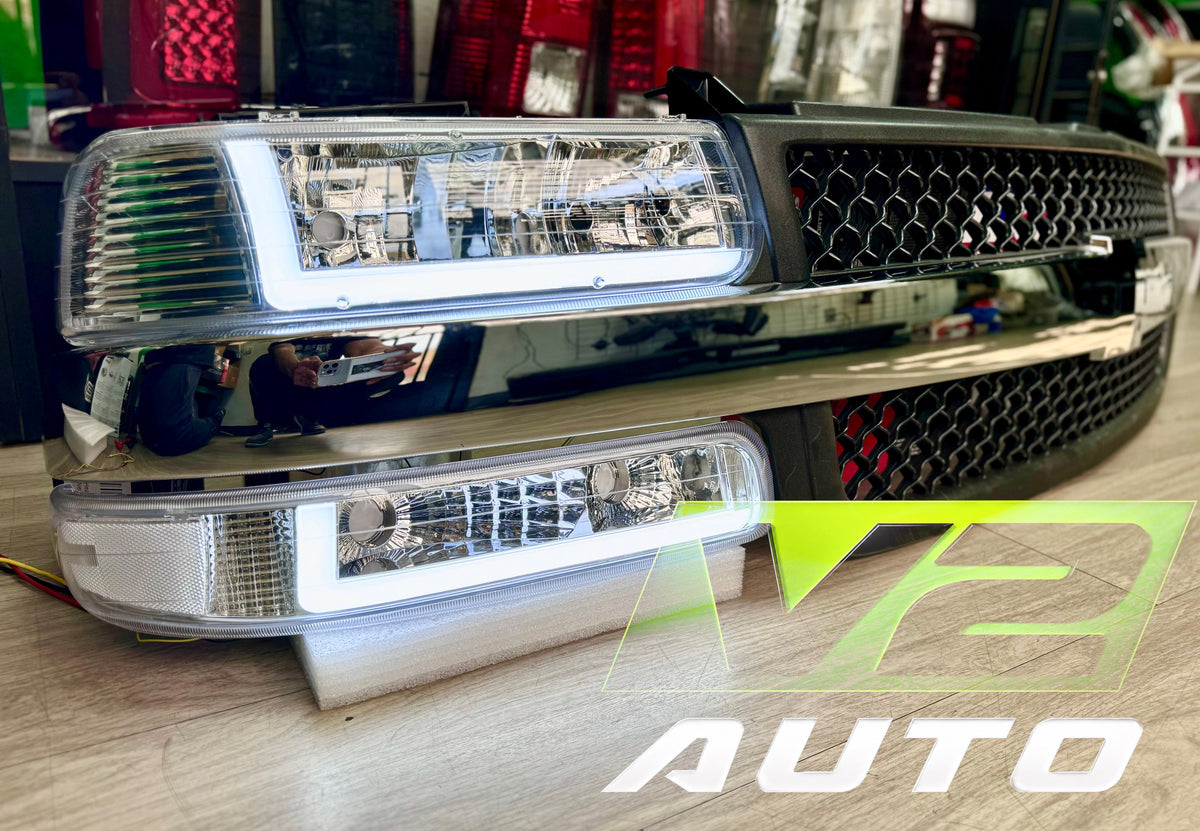 1999-2002 Chevy Silverado / 2000-2006 Tahoe “Double L SWITCHBACK SEQUENTIAL” LED DRL Headlamps