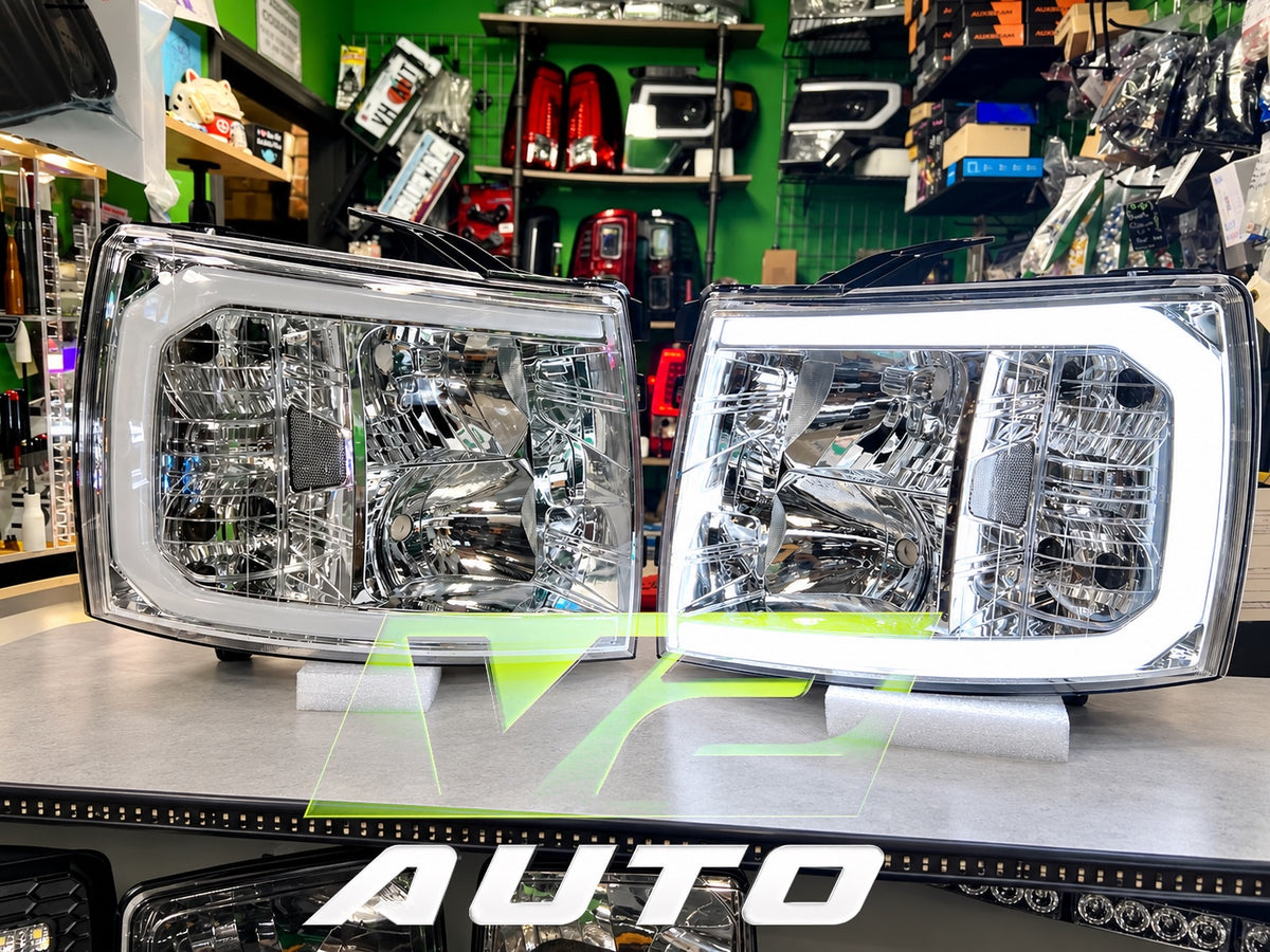 07-13 Chevy Silverado LED DRL "BIG C” Bar Reflector Headlamps