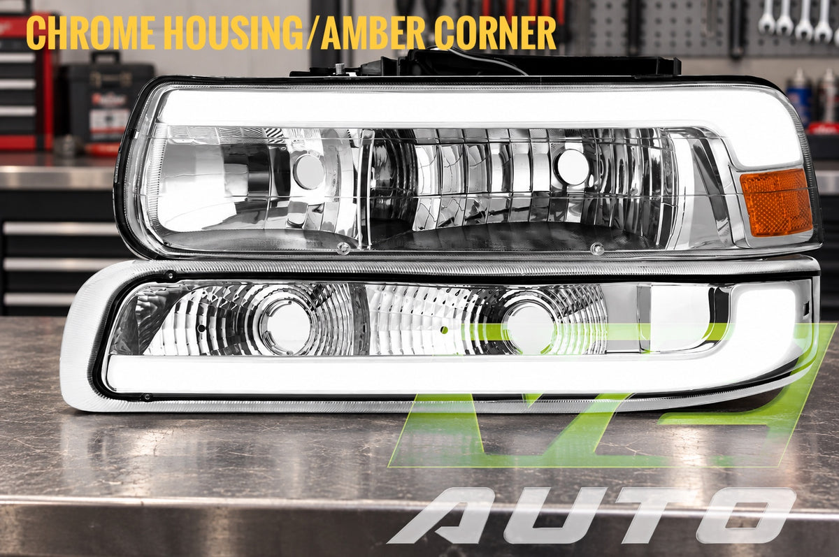 1999-2002 Chevy Silverado / 2000-2006 Tahoe “Big C Bar Gen 2 SWITCHBACK SEQUENTIAL” LED DRL Headlamps
