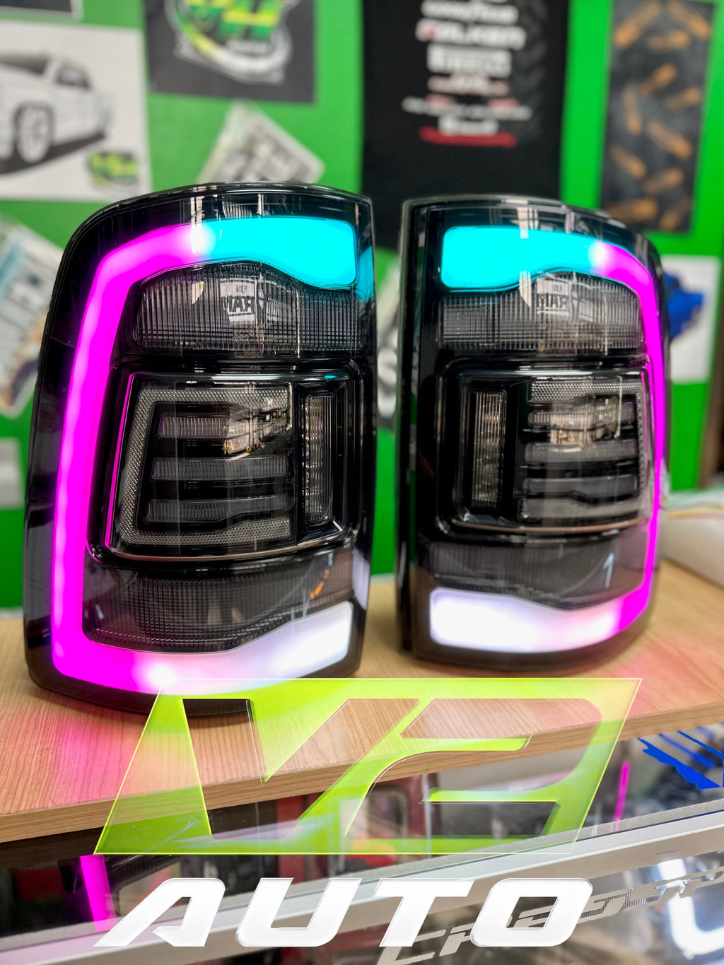 Dodge Ram 2009-2018 "Phantom 2 5th Gen Style RGB Color Changing” Tail Lamps
