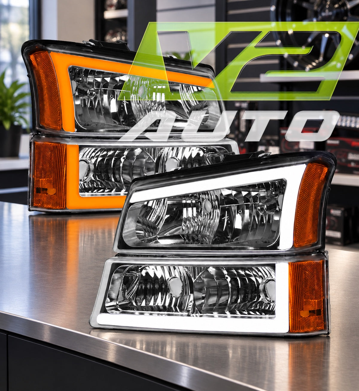 2003-2006 Chevy Silverado “Big C SWITCHBACK SEQUENTIAL” LED DRL Headlamps