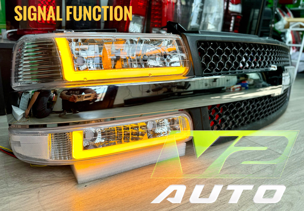 1999-2002 Chevy Silverado / 2000-2006 Tahoe “Double L SWITCHBACK SEQUENTIAL” LED DRL Headlamps