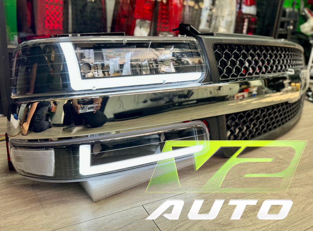 1999-2002 Chevy Silverado / 2000-2006 Tahoe “Double L SWITCHBACK SEQUENTIAL” LED DRL Headlamps