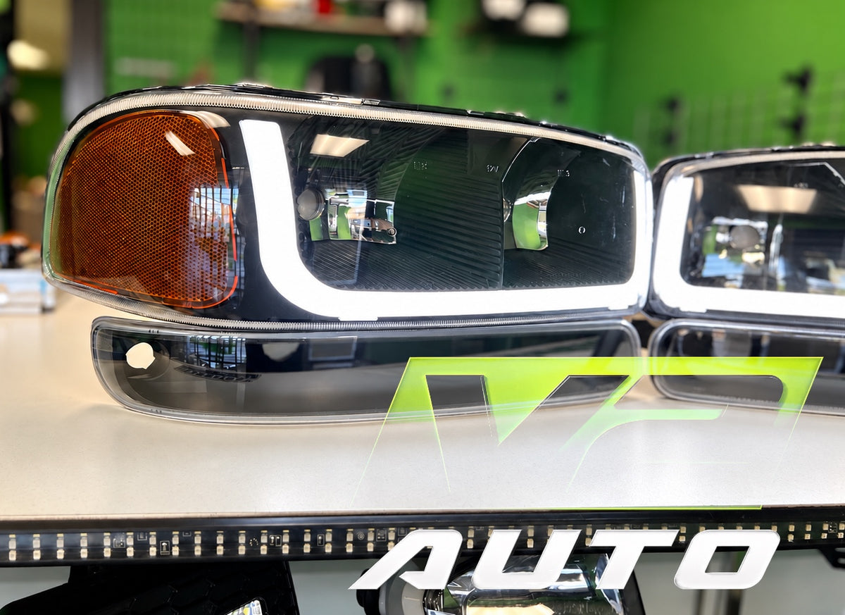 99-06 GMC Sierra Yukon "Switchback Sequential U Bar" Headlights