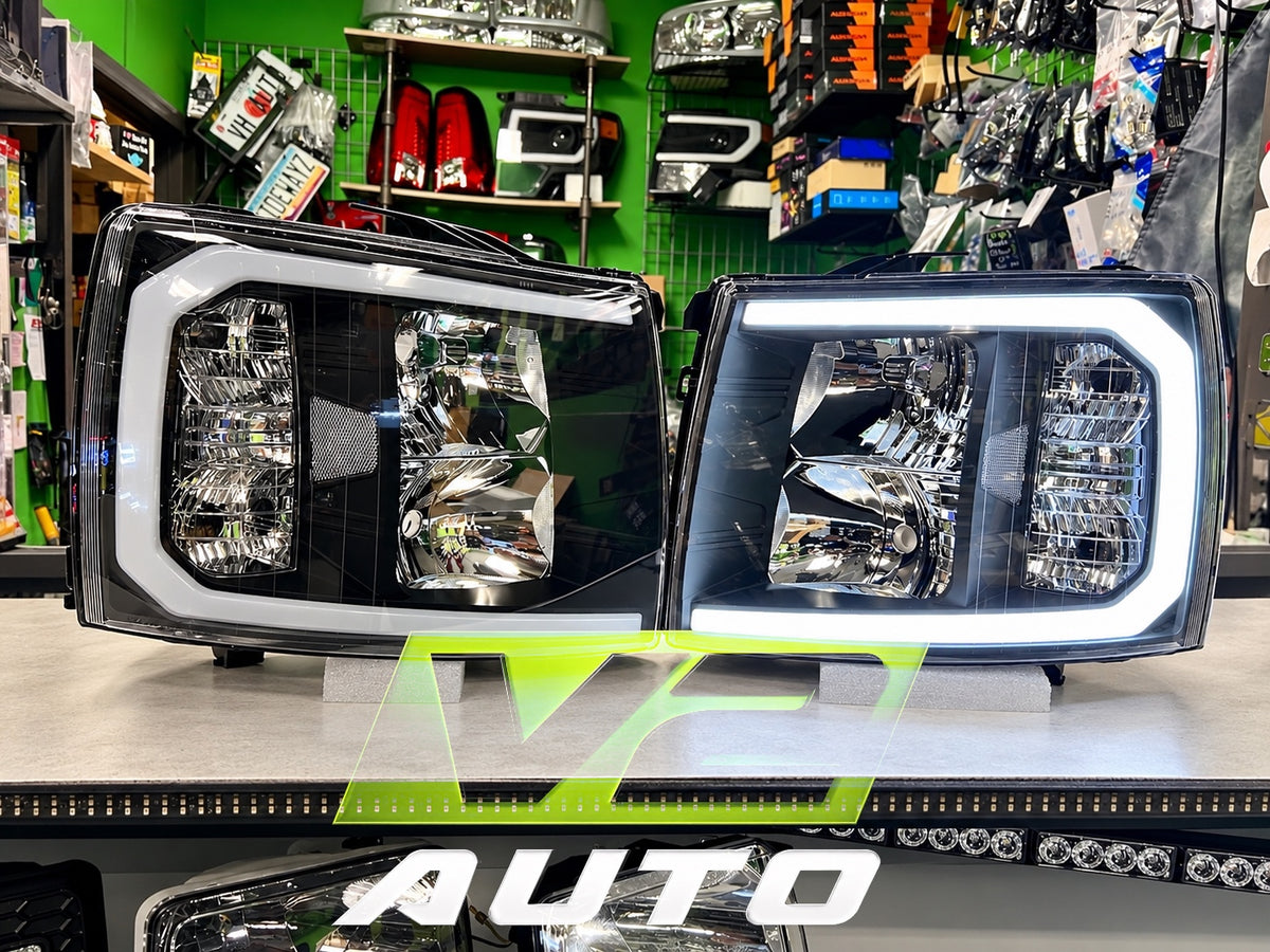 07-13 Chevy Silverado LED DRL "BIG C” Bar Reflector Headlamps
