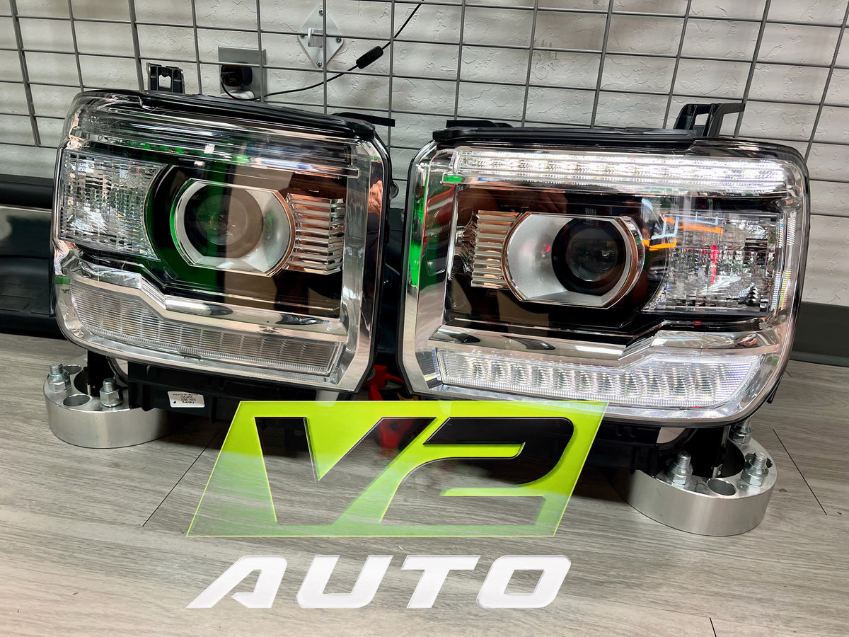 14-15 GMC Sierra OE Style LED DRL Projector Headlights