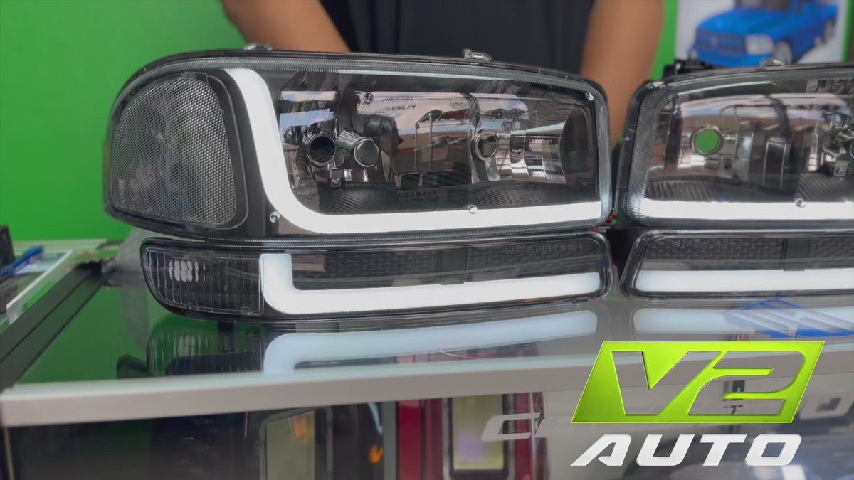 99-06 GMC Sierra Yukon "Double L Bar Switchback" Headlights