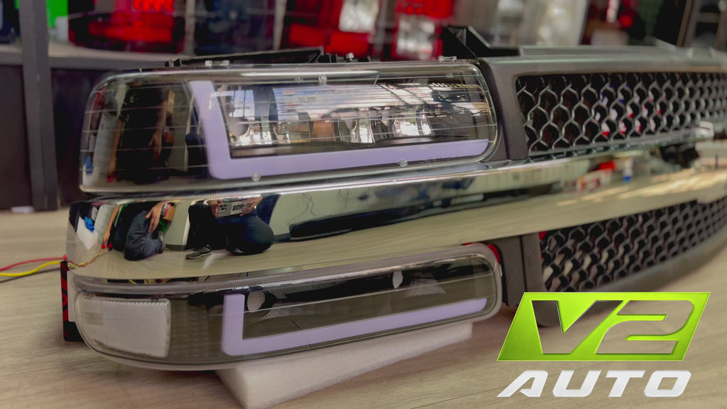 1999-2002 Chevy Silverado / 2000-2006 Tahoe “Double L SWITCHBACK SEQUENTIAL” LED DRL Headlamps